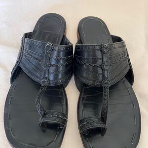 Cole Haan Black Leather Resort Sandals